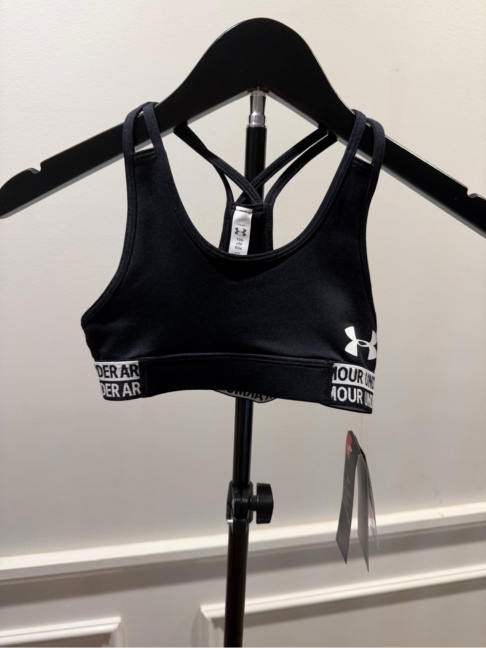 Under Armour Girls' Black Sports Bra with Logo Band XS